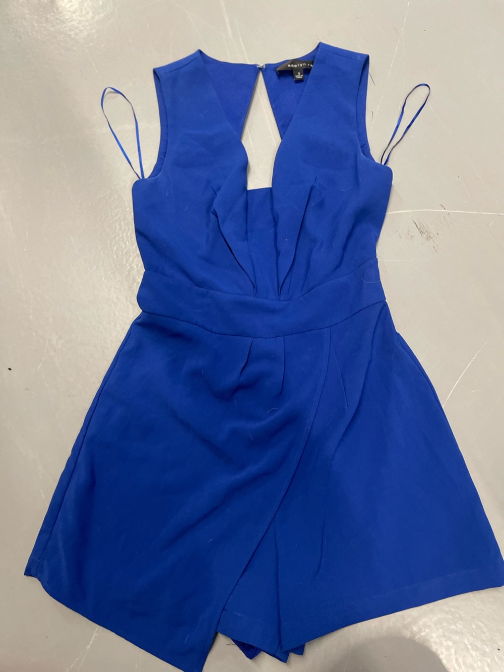 Adelyn Rae Royal Blue Fit-and-Flare Romper Dress Summer Open Back like new cute